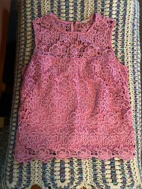Nanette Lepore Rose Pink Floral Lace Shell Top